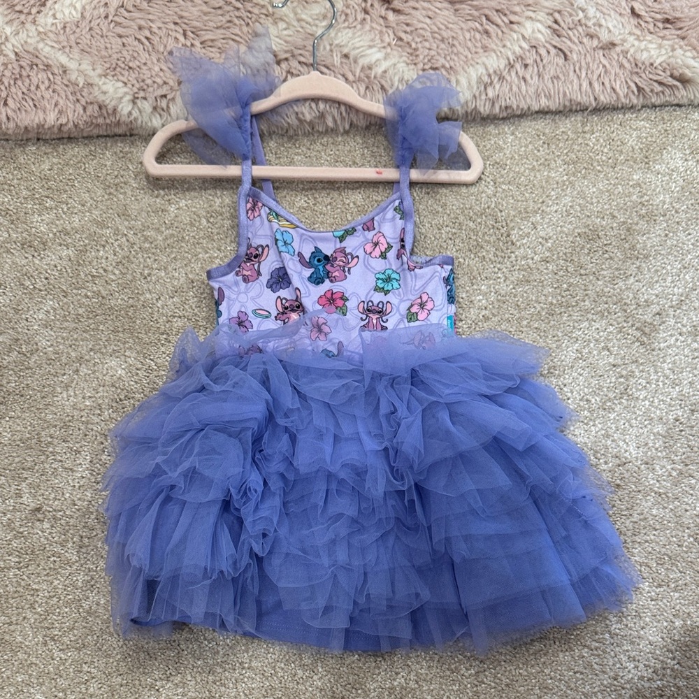 Posh Peanut Lavender Purple Tulle Ruffle Dress with Floral Bodice